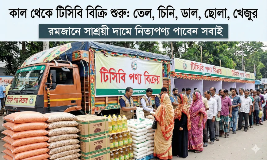 কাল থেকে তেল, চিনি, ডাল, ছোলা ও খেজুর বিক্রি শুরু করছে টিসিবি – রমজানে সাশ্রয়ী দামে নিত্যপণ্য পাবেন সবাই