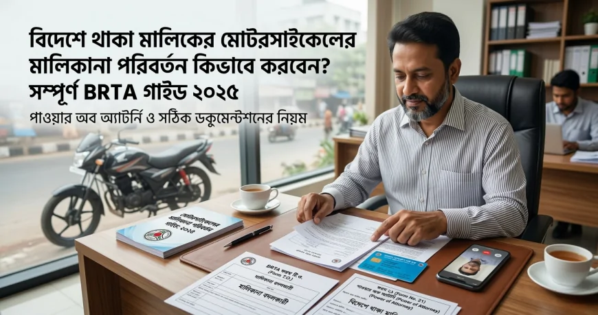 বিদেশে থাকা মালিকের মোটরসাইকেলের মালিকানা পরিবর্তন কিভাবে করবেন? সম্পূর্ণ BRTA গাইড ২০২৫