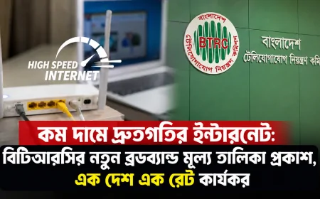 কম দামে দ্রুতগতির ইন্টারনেট: নতুন ব্রডব্যান্ড মূল্য তালিকা প্রকাশ করল বিটিআরসি