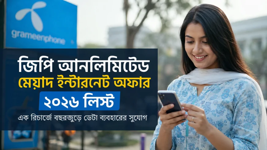 জিপি আনলিমিটেড মেয়াদ ইন্টারনেট অফার ২০২৬ লিস্ট: এক রিচার্জে বছরজুড়ে ডেটা ব্যবহারের সুযোগ