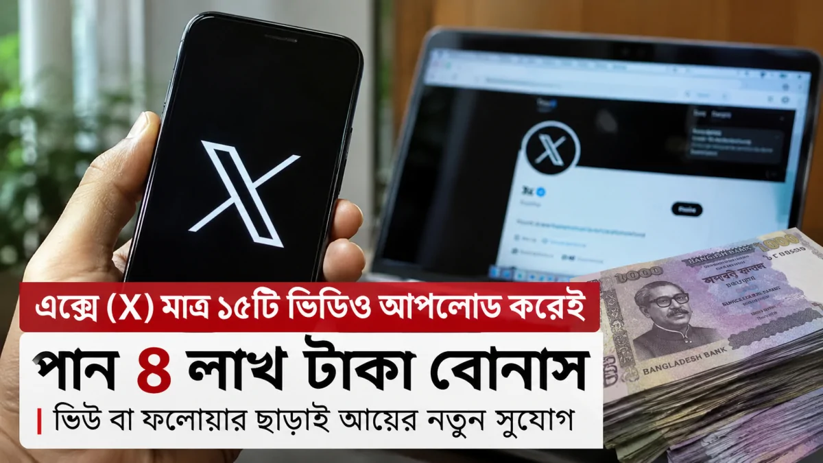 এক্সে (X) মাত্র ১৫টি ভিডিও আপলোড করেই পান ৪ লাখ টাকা বোনাস: ভিউ বা ফলোয়ার ছাড়াই আয়ের নতুন সুযোগ