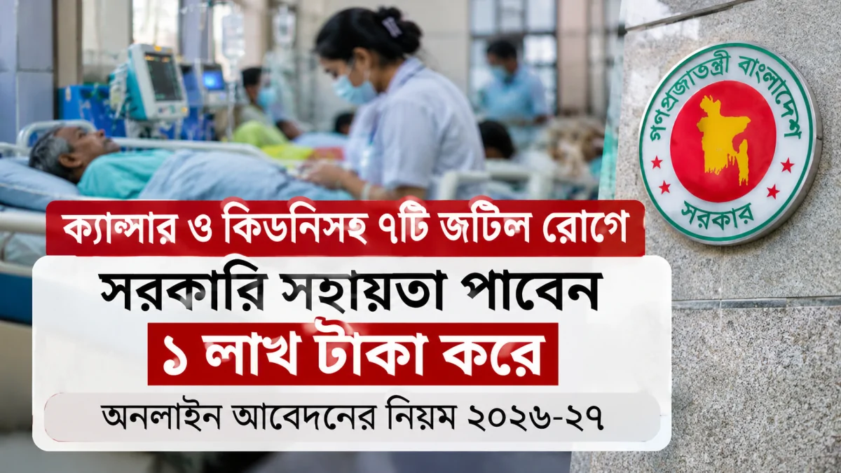 ক্যান্সার ও কিডনিসহ ৭টি জটিল রোগে সরকারি সহায়তা ১ লাখ টাকা: কারা পাবেন এবং কীভাবে আবেদন করবেন?