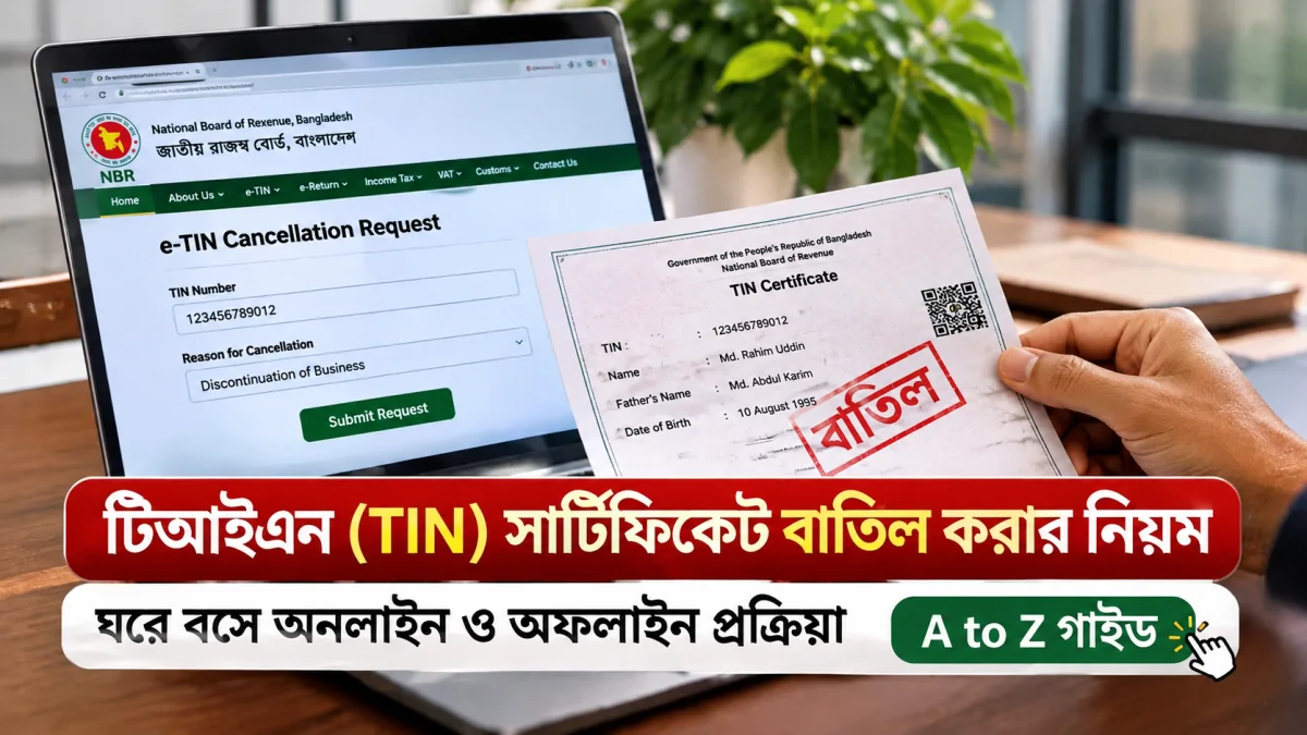 টিআইএন (TIN) সার্টিফিকেট বাতিল করার নিয়ম: ঘরে বসে অনলাইন ও অফলাইন প্রক্রিয়া (A to Z গাইড)