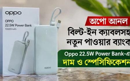অপো আনল বিল্ট-ইন ক্যাবলসহ নতুন পাওয়ার ব্যাংক: Oppo 22.5W Power Bank-এর দাম ও স্পেসিফিকেশন